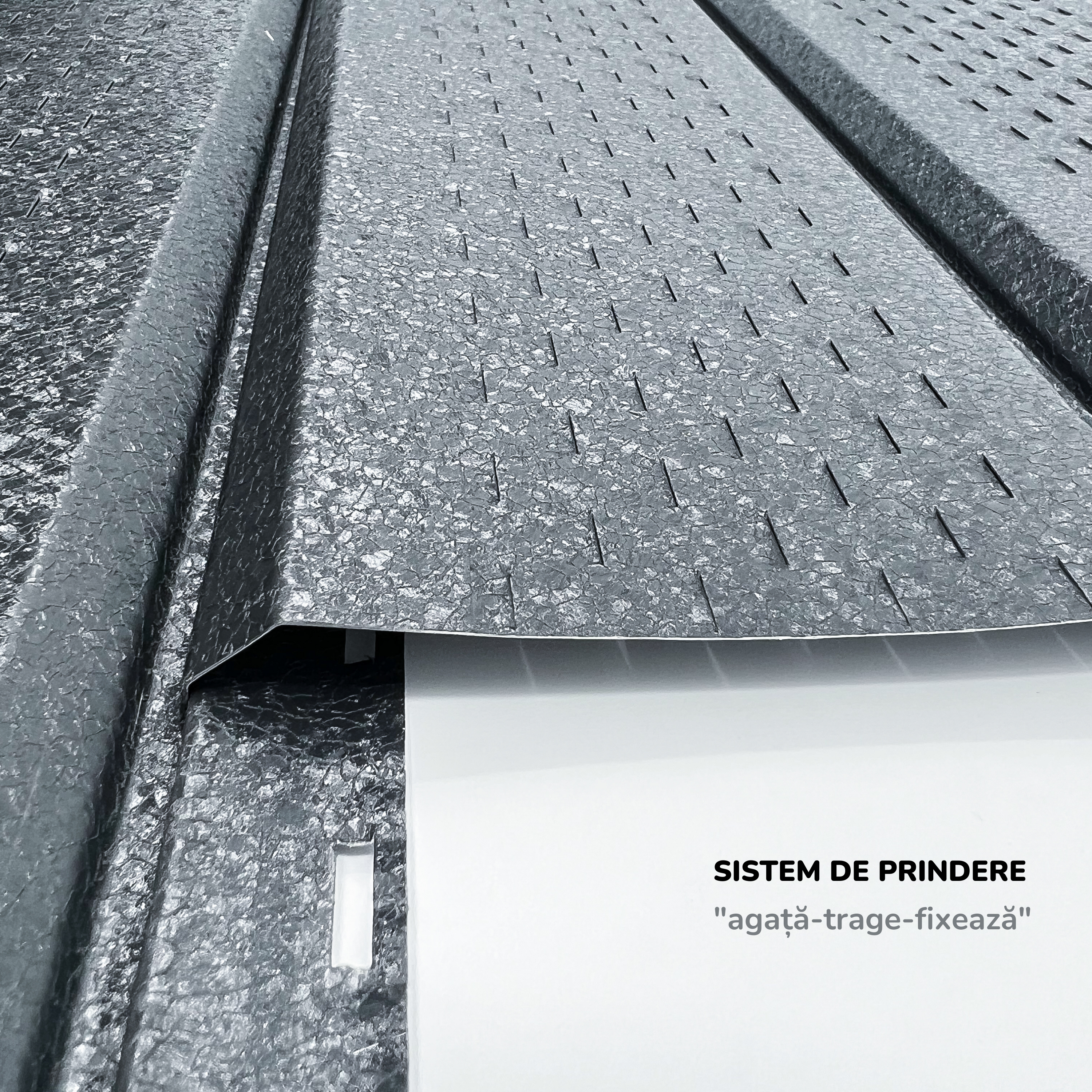 Lambriu Metalic Perforat Saturn, Gri Perlat RAL 7024