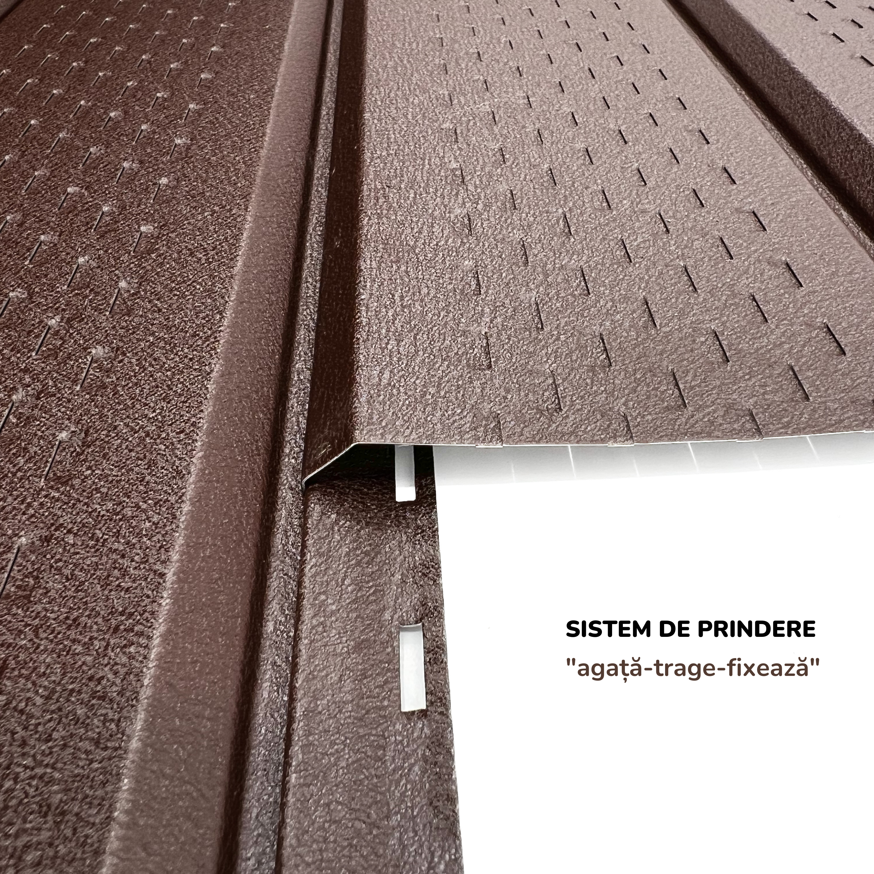 Lambriu Metalic Perforat Saturn, Maro Ciocolata RAL 8017