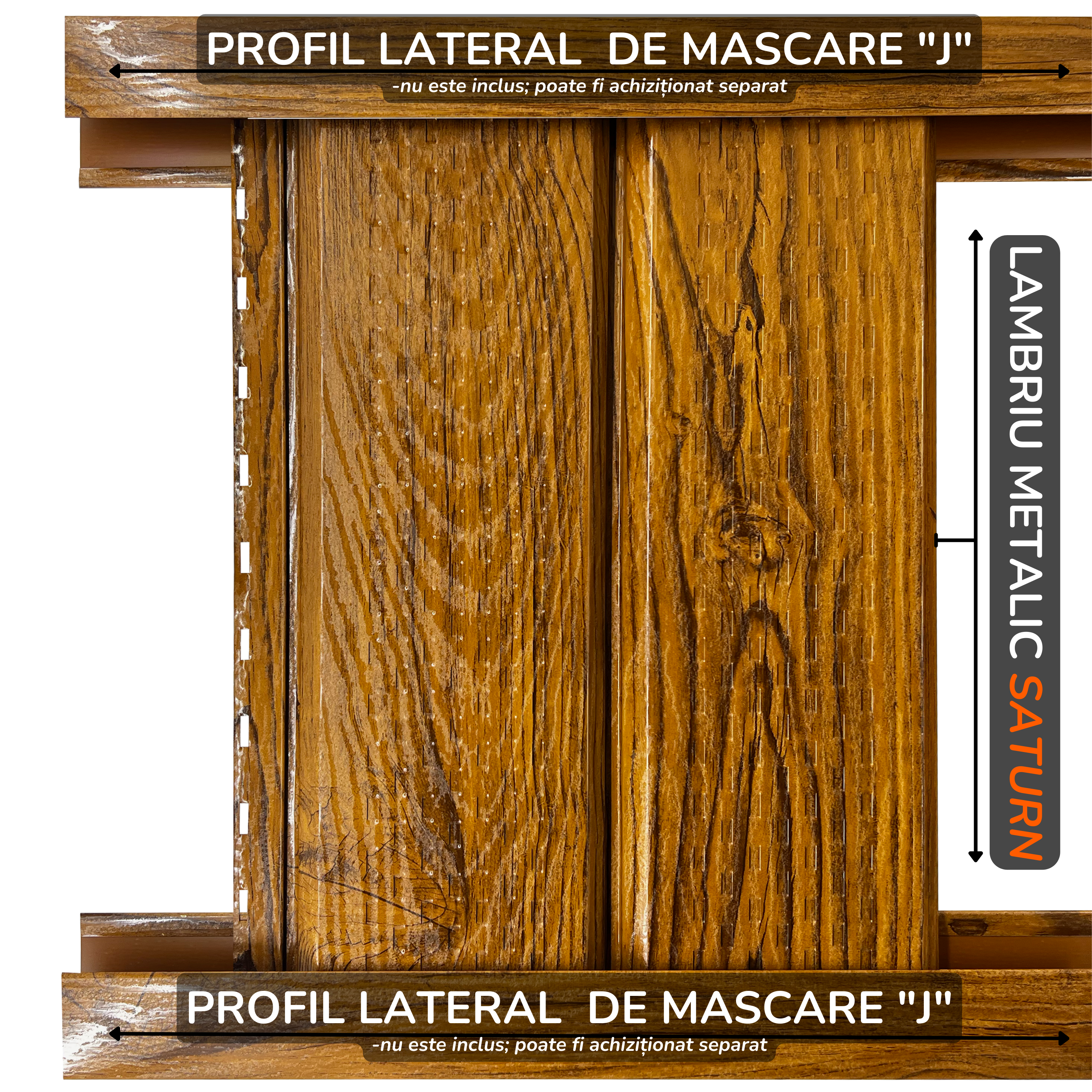 Lambriu Metalic Perforat Saturn, Stejar Striat
