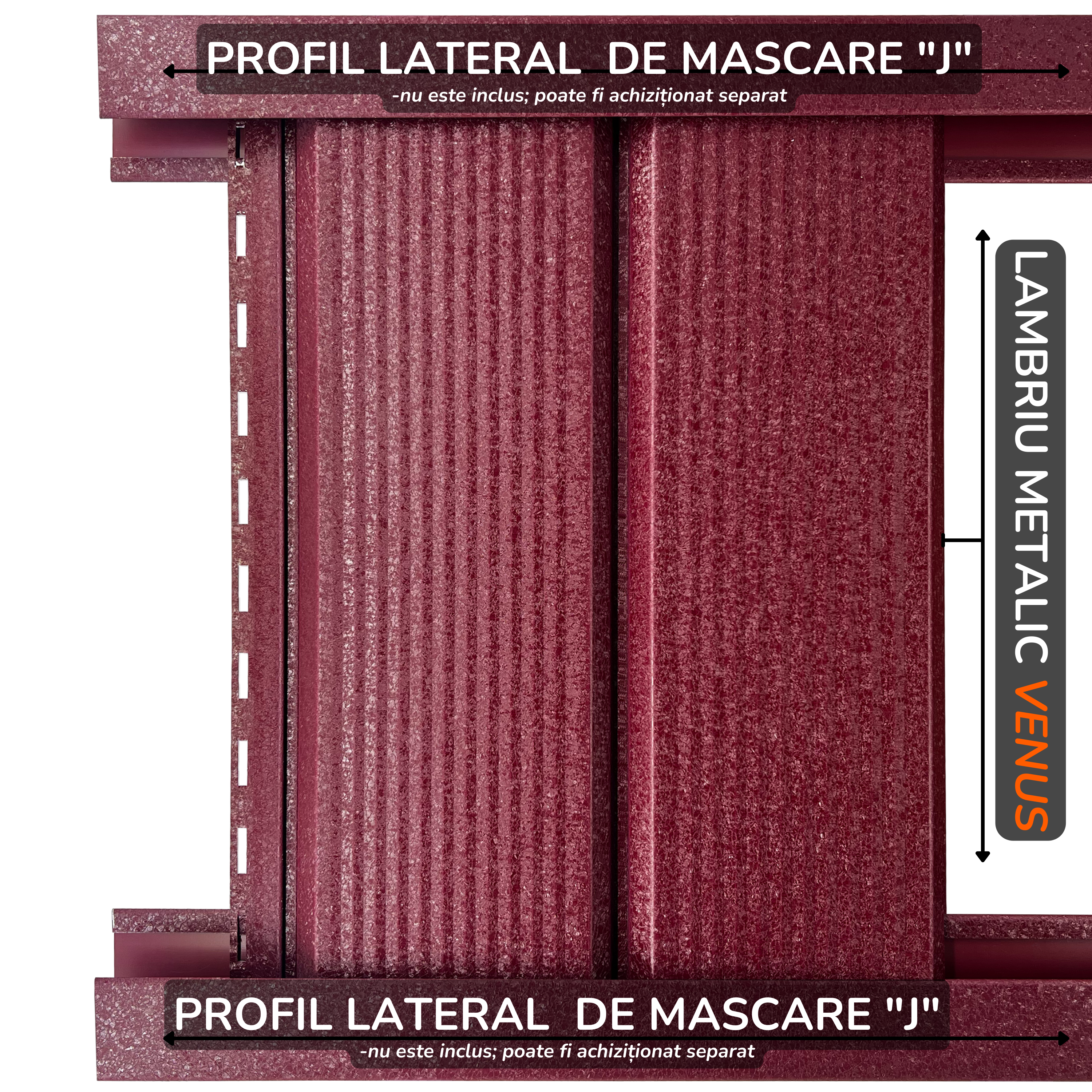 Lambriu Metalic Striat Venus, Visina RAL 3005