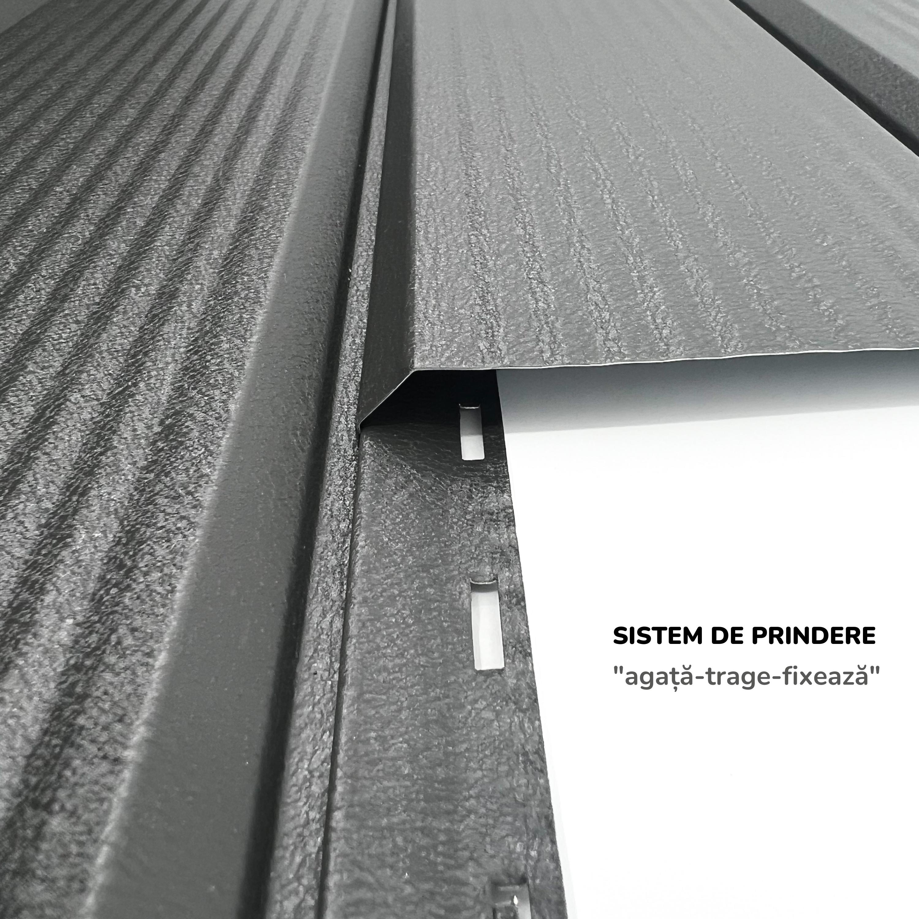 Lambriu Metalic Striat Venus, Gri Grafit RAL 7024