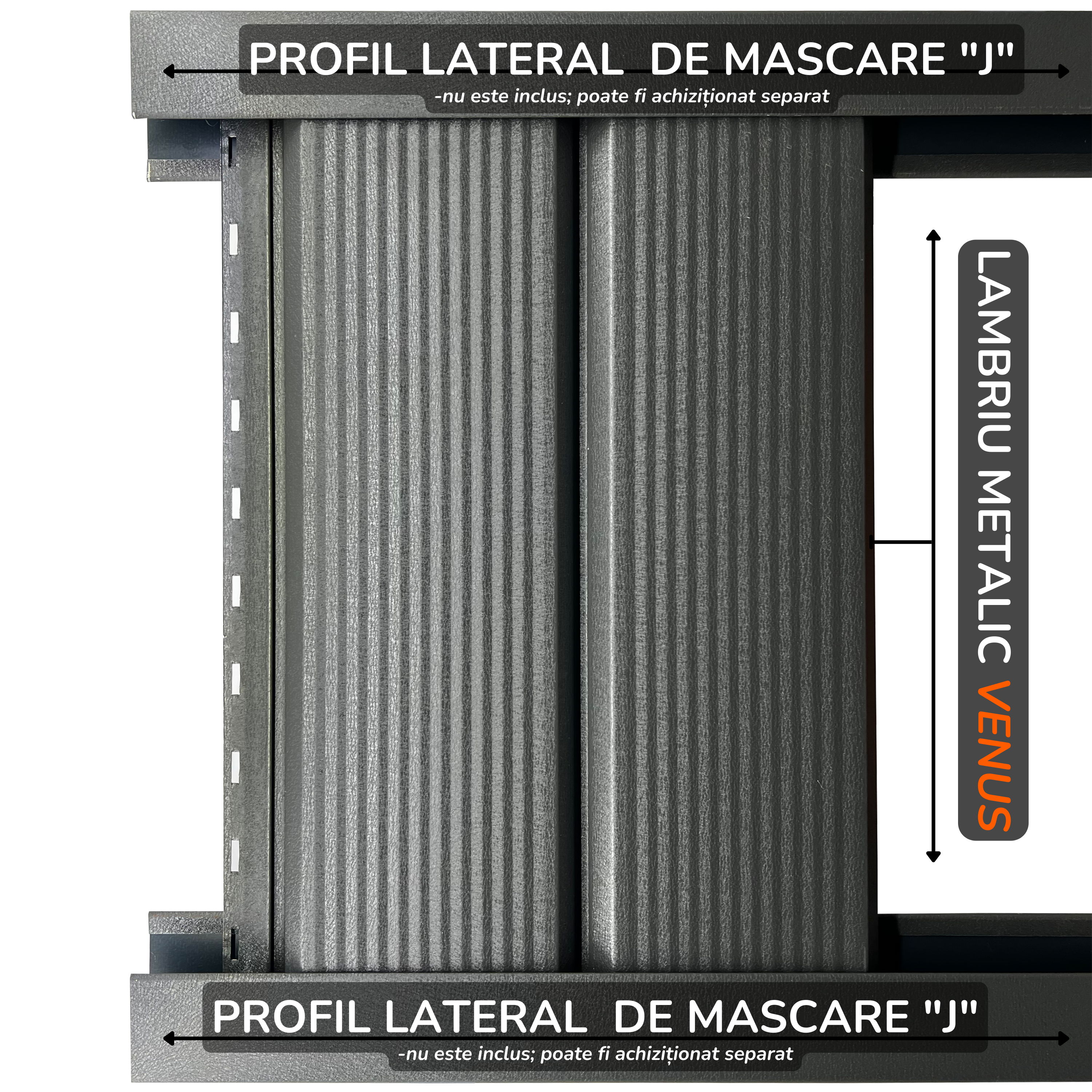 Lambriu Metalic Striat Venus, Gri Grafit RAL 7024