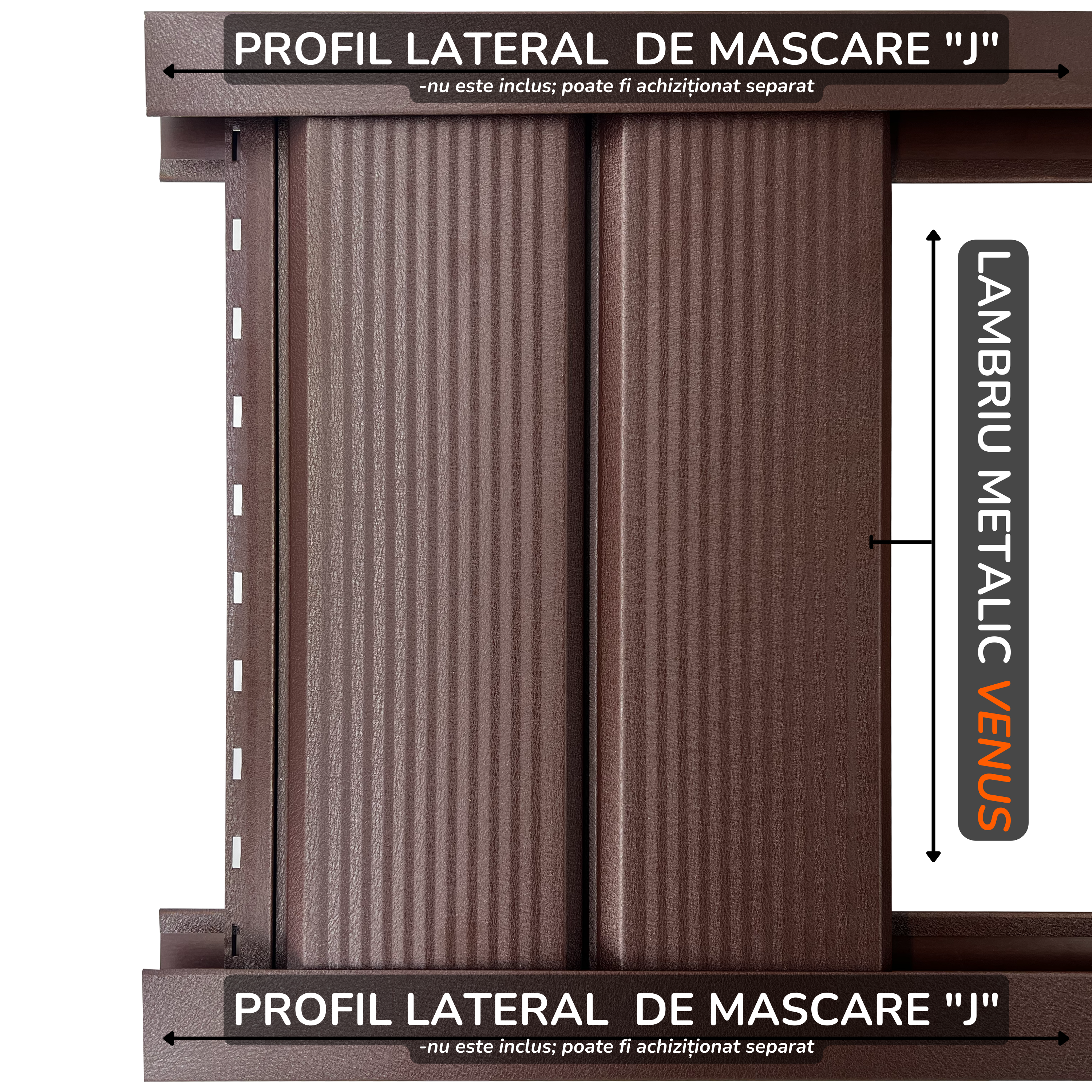 Lambriu Metalic Striat Venus, Maro Ciocolata RAL 8017