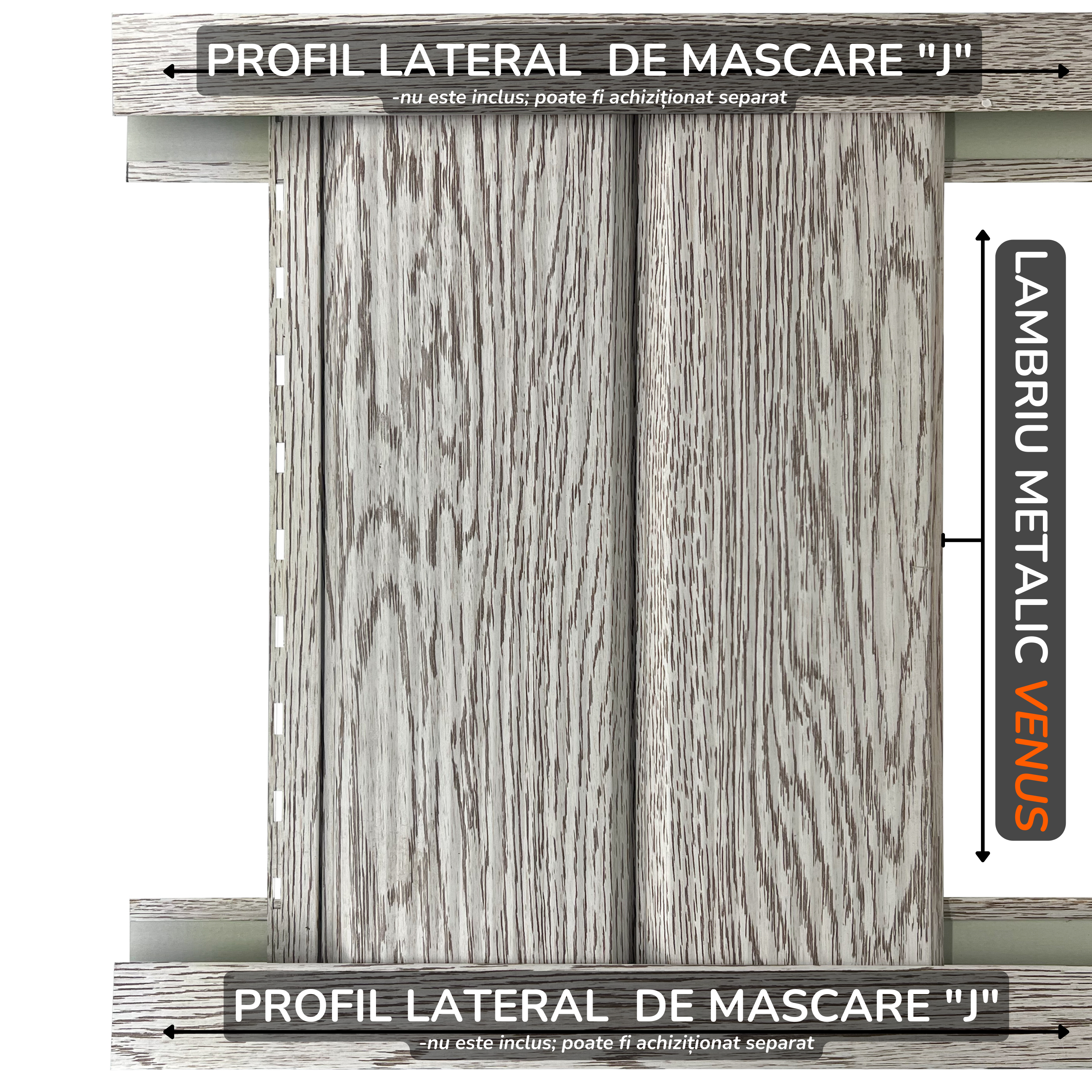Lambriu Metalic Striat Venus, Stejar Alb