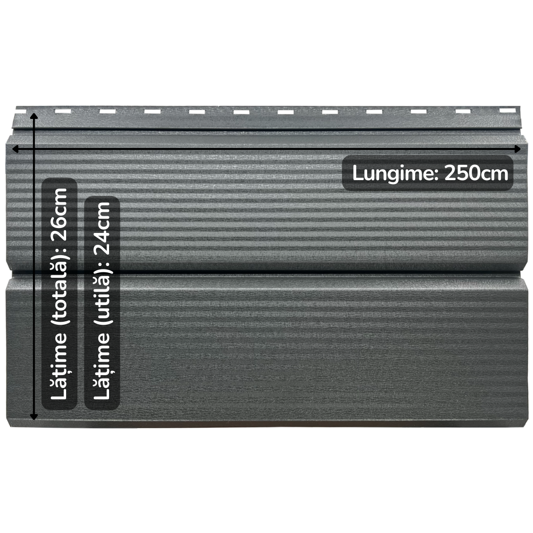 Lambriu Metalic Striat Venus, Gri Grafit RAL 7024