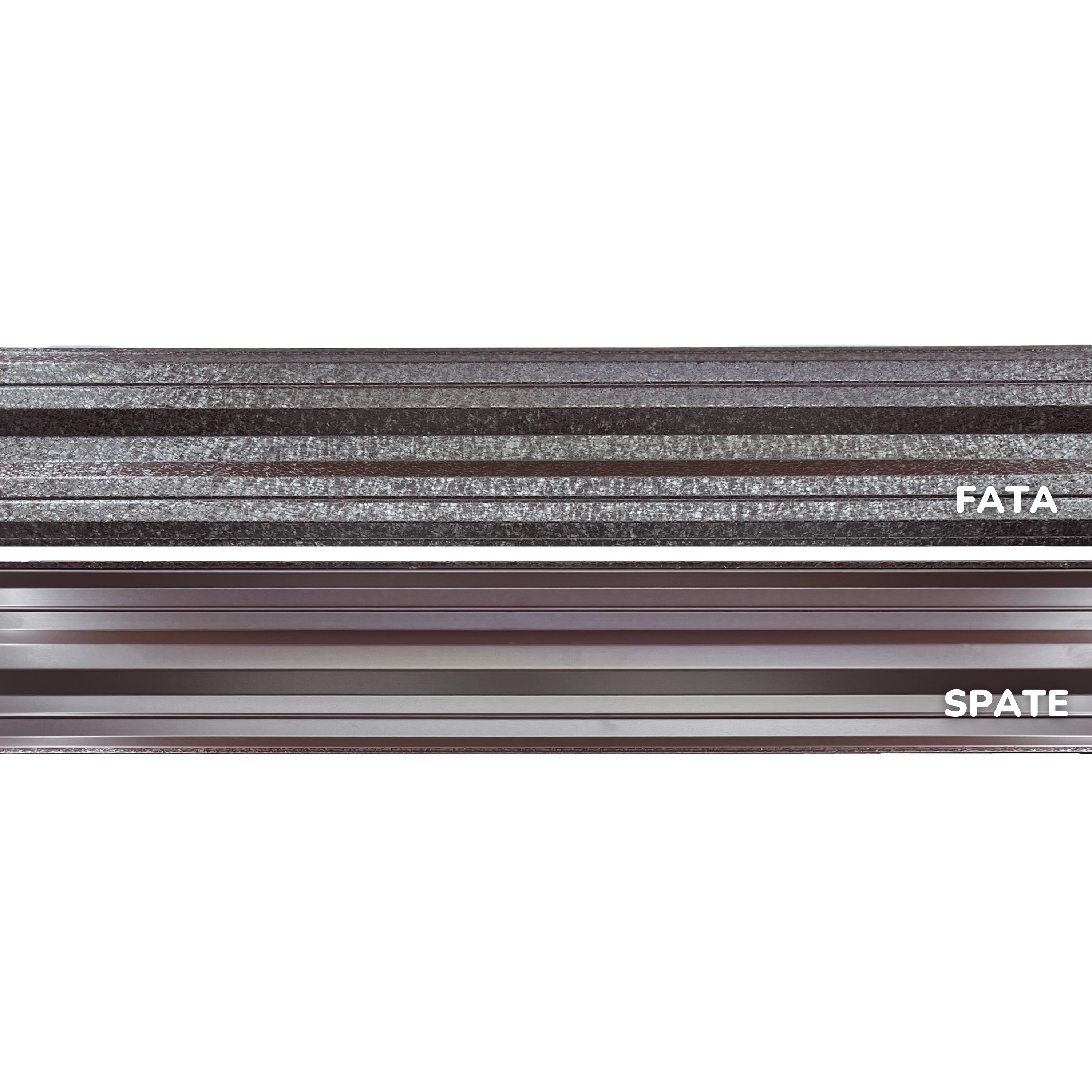 Prim-plan al modelului SIMETRICA Sipca Metalica cu finisaj de Hi-Mat în culoare Maro Cedru RAL 8019, disponibil pe www.sipca.ro, fabricat de Top Profil Sistem.