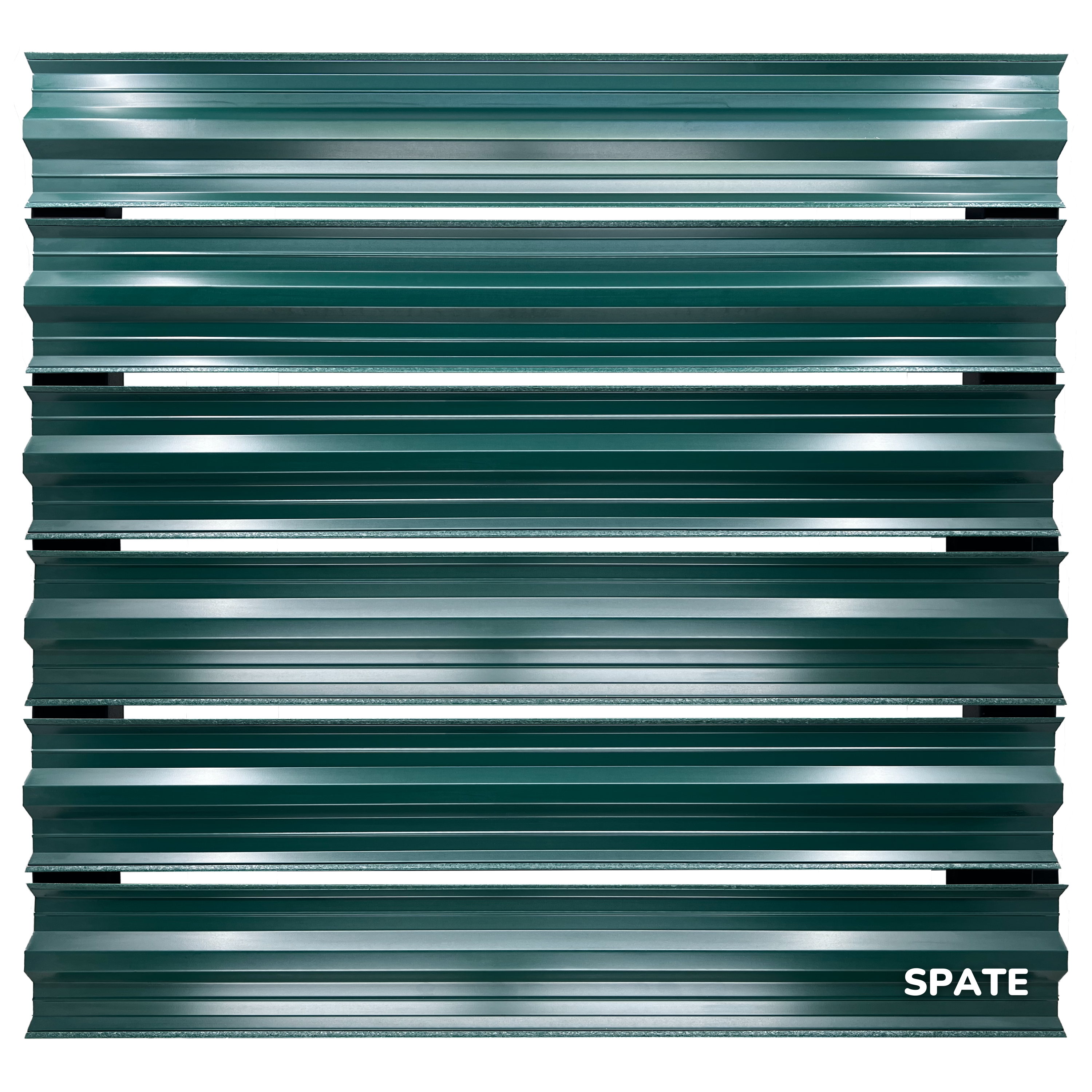 Prim-plan al modelului SIMETRICA Sipca Metalica cu finisaj de Hi-Mat în culoare Verde Pin RAL 6005, disponibil pe www.sipca.ro, fabricat de Top Profil Sistem.