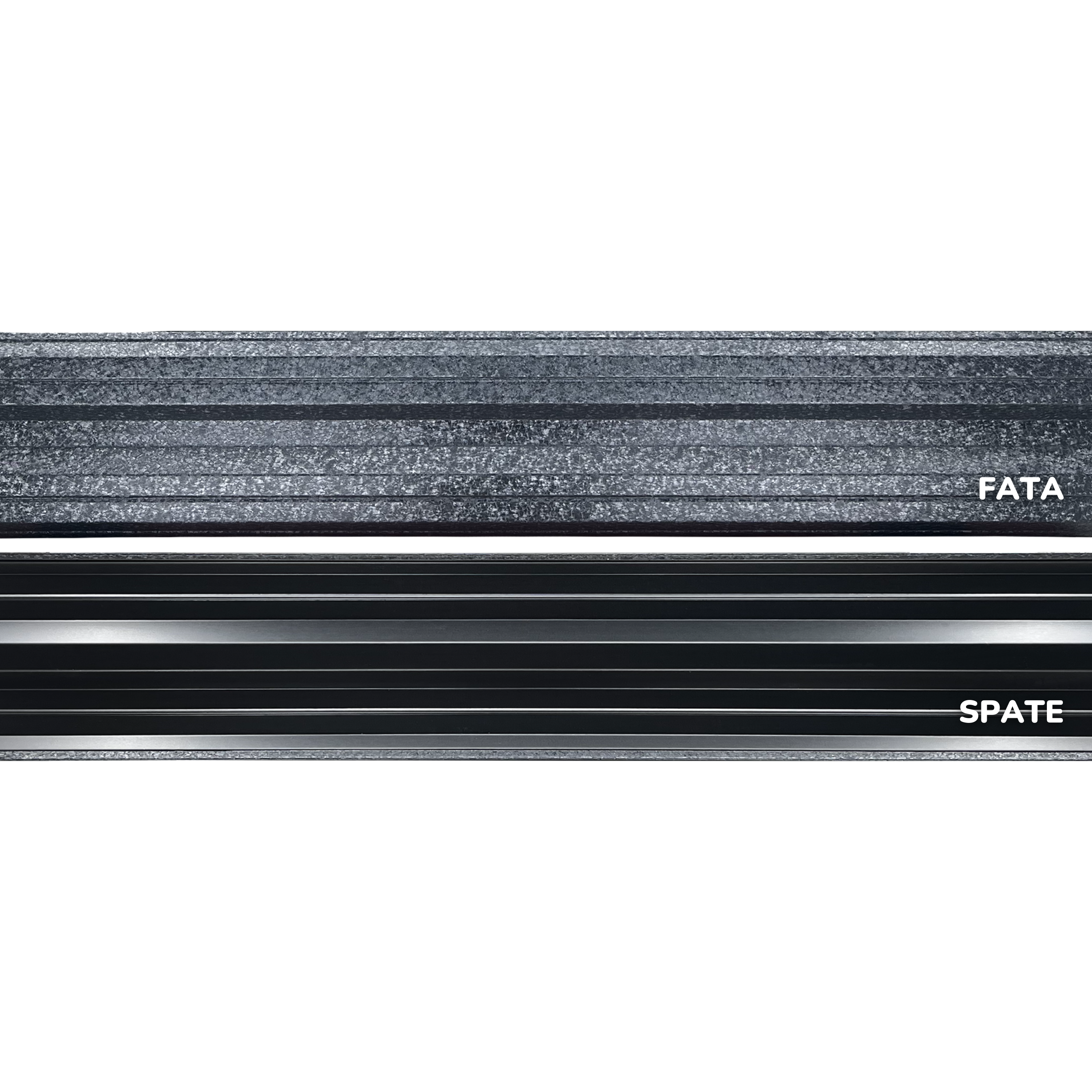 Prim-plan al modelului SIMETRICA Sipca Metalica cu finisaj de Hi-Mat în culoare Gri Perlat Pin RAL 7024, disponibil pe www.sipca.ro, fabricat de Top Profil Sistem.