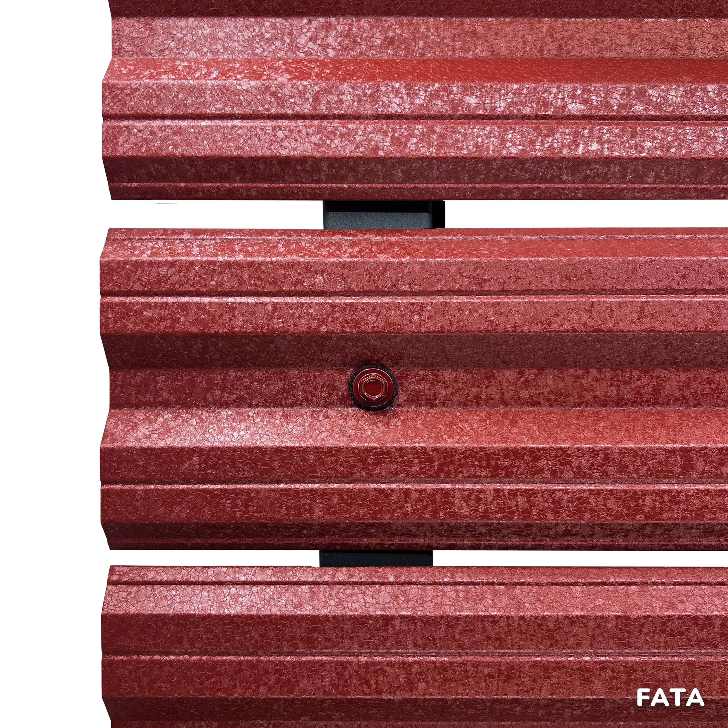 Prim-plan al modelului SIMETRICA Sipca Metalica cu finisaj de Hi-Mat în culoare Cărămidă Roșie RAL 3009, disponibil pe www.sipca.ro, fabricat de Top Profil Sistem.