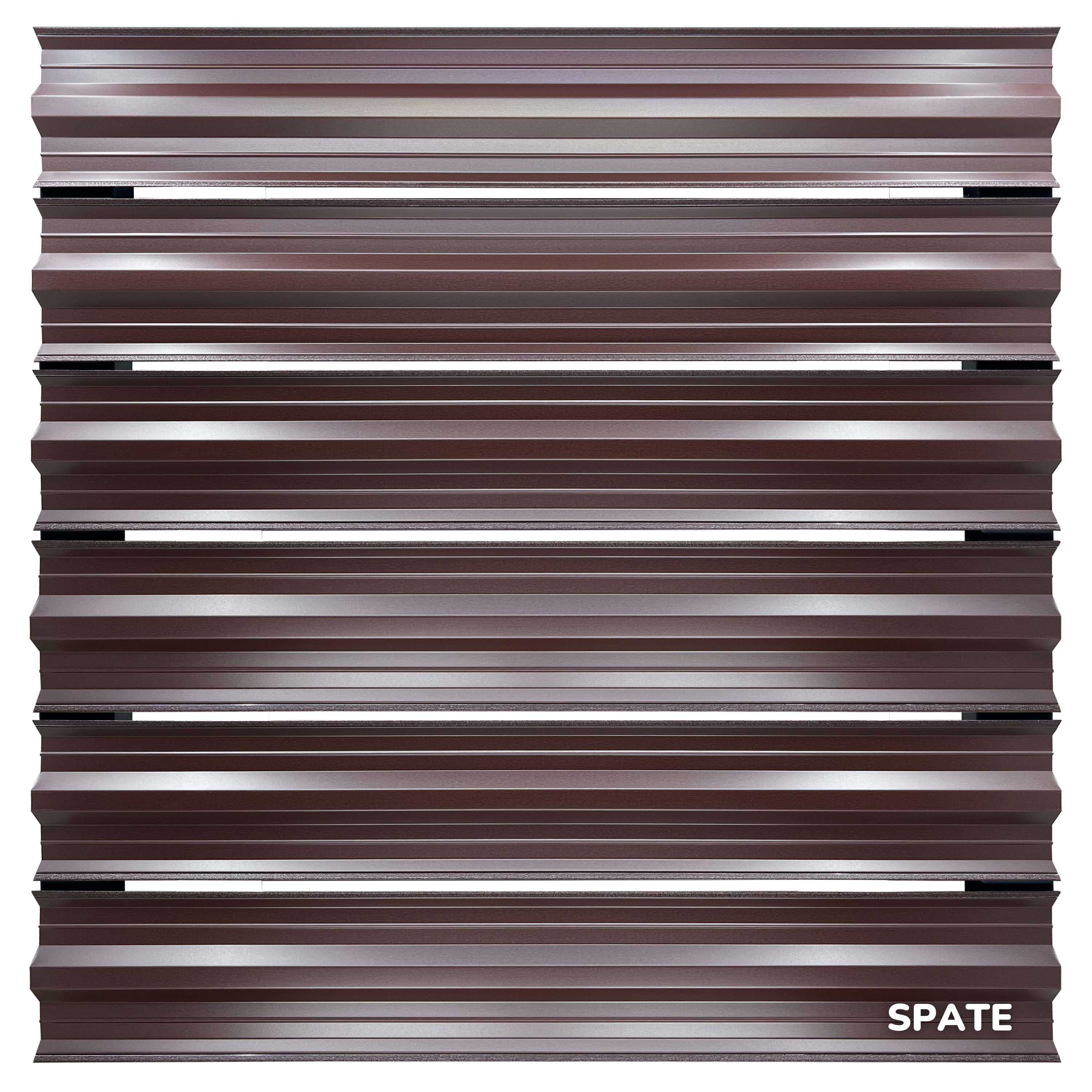 Prim-plan al modelului SIMETRICA Sipca Metalica cu finisaj de Mat în culoare Maro Ciocolata RAL 8017, disponibil pe www.sipca.ro, fabricat de Top Profil Sistem.