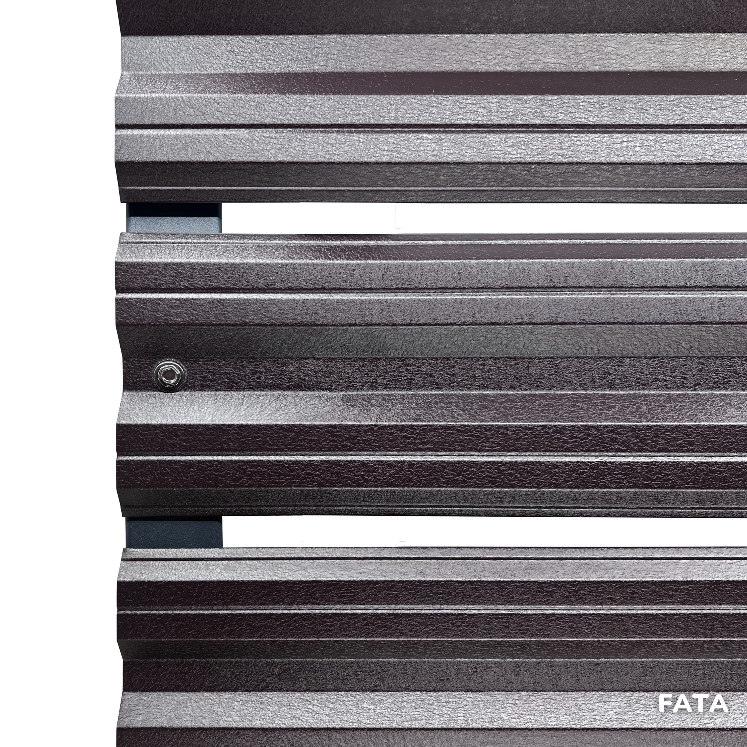 Prim-plan al modelului SIMETRICA Sipca Metalica cu finisaj de Mat în culoare Maro Espresso RAL 8019, disponibil pe www.sipca.ro, fabricat de Top Profil Sistem.