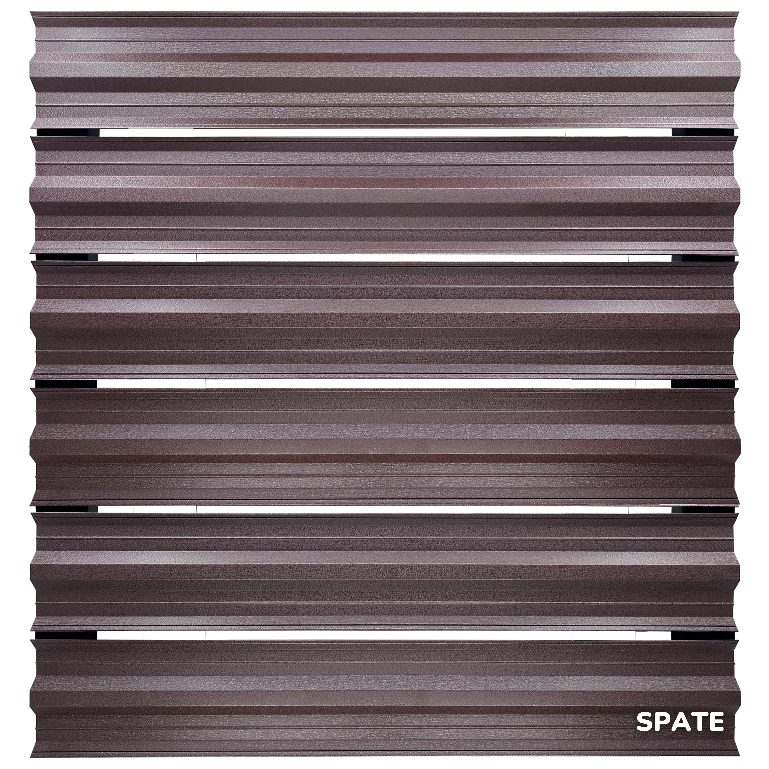 Prim-plan al modelului SIMETRICA Sipca Metalica cu finisaj de Mat Dublu în culoare Maro Ciocolata Dublu RAL 8017, disponibil pe www.sipca.ro, fabricat de Top Profil Sistem.