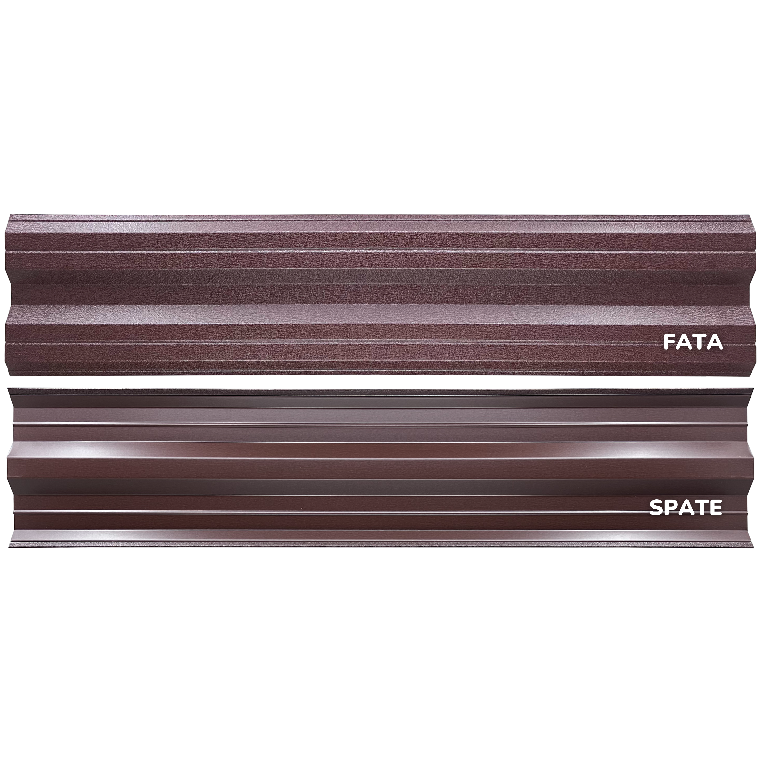 Prim-plan al modelului SIMETRICA Sipca Metalica cu finisaj de Mat în culoare Maro Ciocolata RAL 8017, disponibil pe www.sipca.ro, fabricat de Top Profil Sistem.