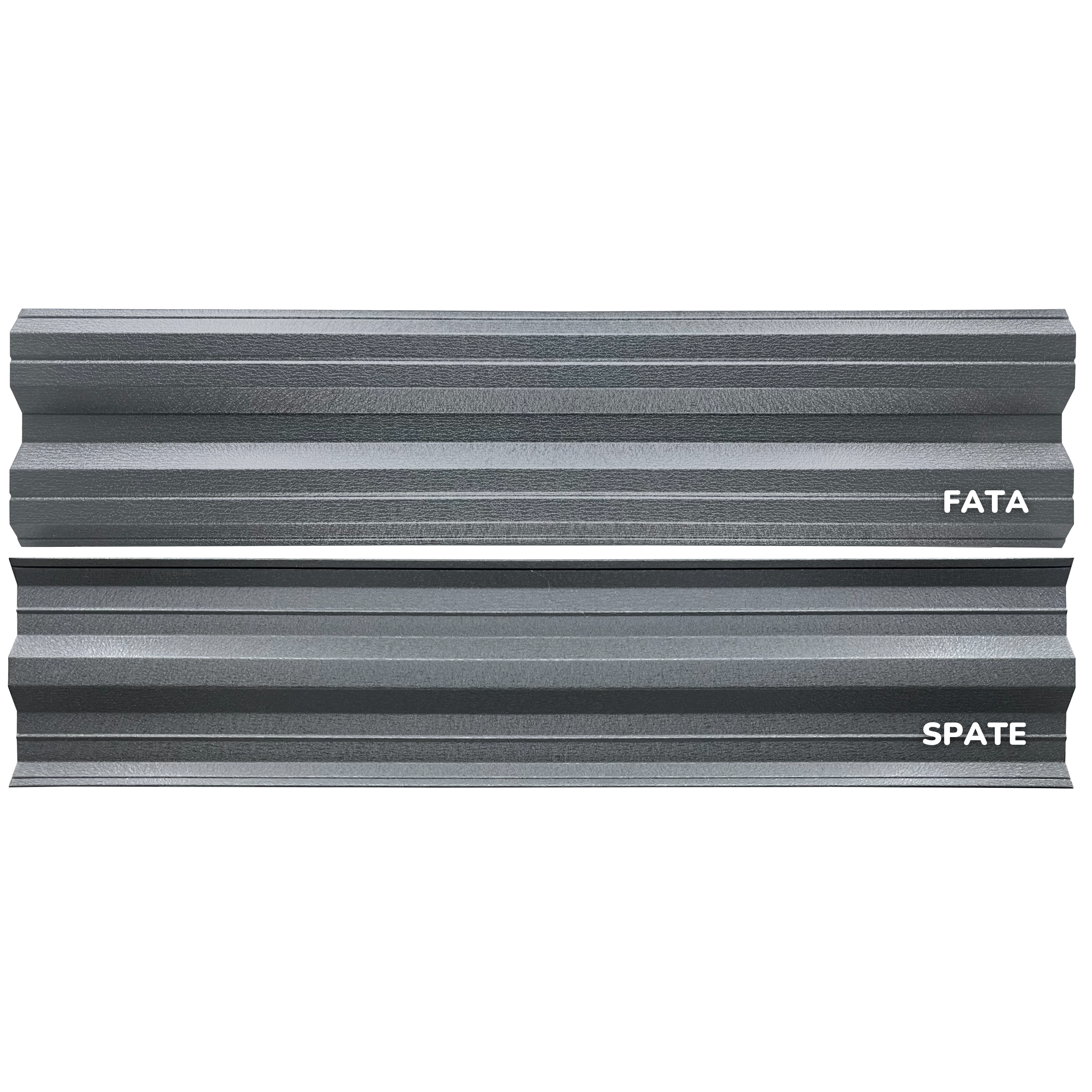 Prim-plan al modelului SIMETRICA Sipca Metalica cu finisaj de Mat Dublu în culoare Gri Grafit Dublu, disponibil pe www.sipca.ro, fabricat de Top Profil Sistem.