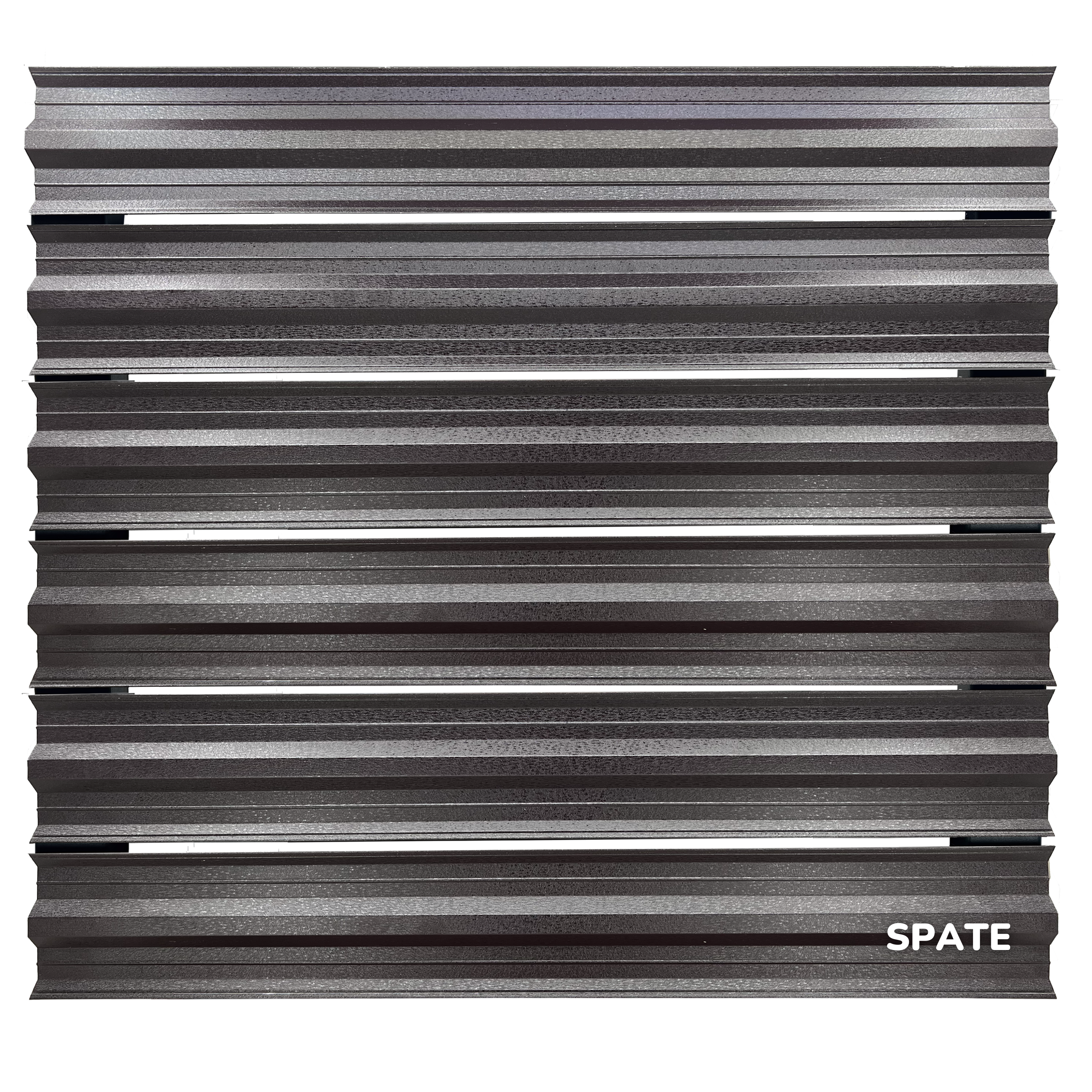 Prim-plan al modelului SIMETRICA Sipca Metalica cu finisaj de Mat Dublu în culoare Maro Espresso Dublu RAL 8019, disponibil pe www.sipca.ro, fabricat de Top Profil Sistem.