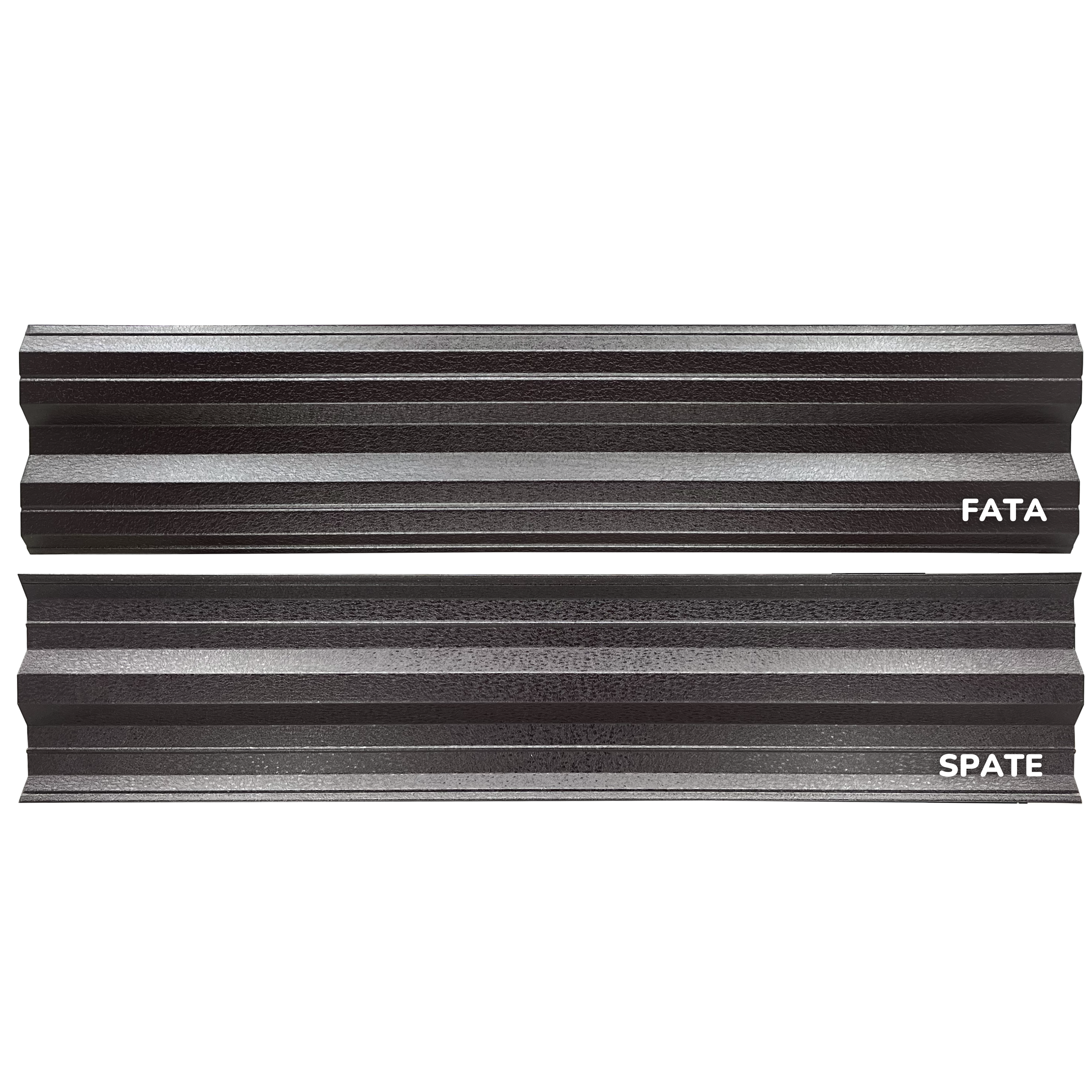 Prim-plan al modelului SIMETRICA Sipca Metalica cu finisaj de Mat Dublu în culoare Maro Espresso Dublu RAL 8019, disponibil pe www.sipca.ro, fabricat de Top Profil Sistem.